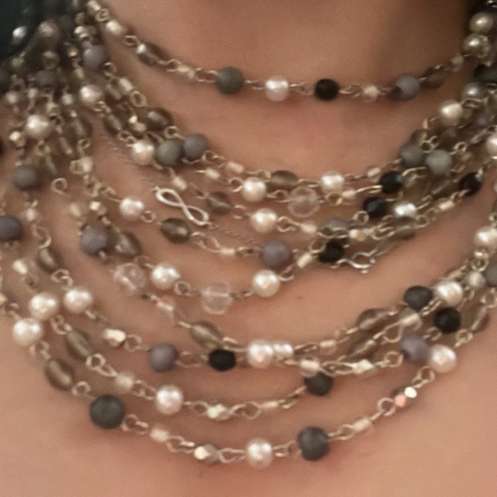 Multi Layer Bead Statement Necklace. Adjustable G… - image 3